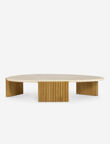 #color::travertine | Rayan travertine top and fluted leg coffee table