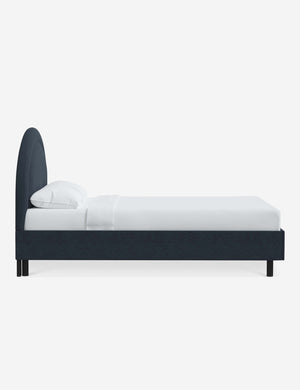 Side of the Odele Navy Linen bed