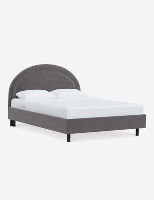 Angled view of the Odele Steel Gray Velvet bed