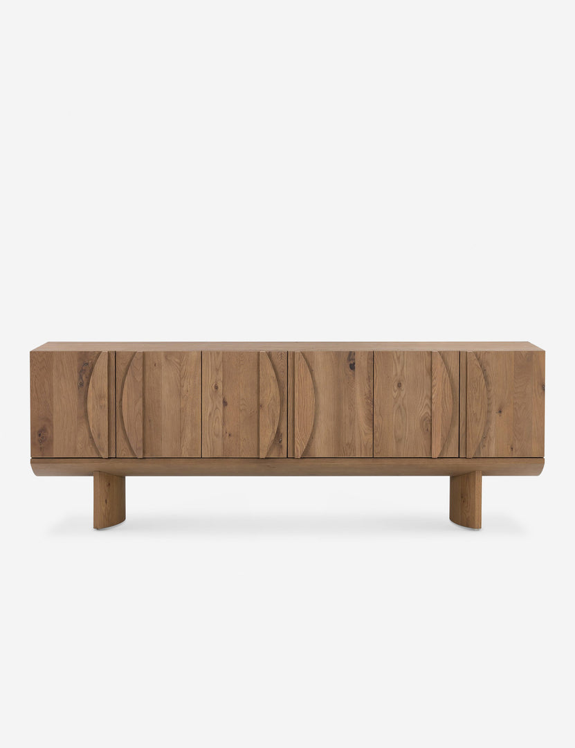 #color::natural | Remwald sculptural oak wood low profile media console.
