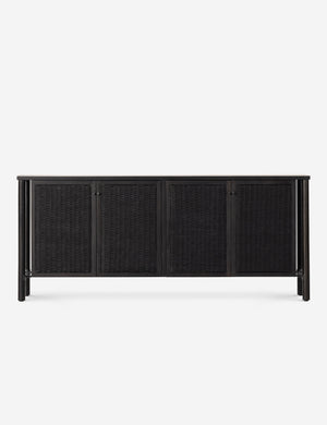 Isaura black cane-paneled sideboard cabinet.