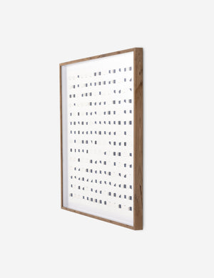 Angled view of the See through navy and white wall art
