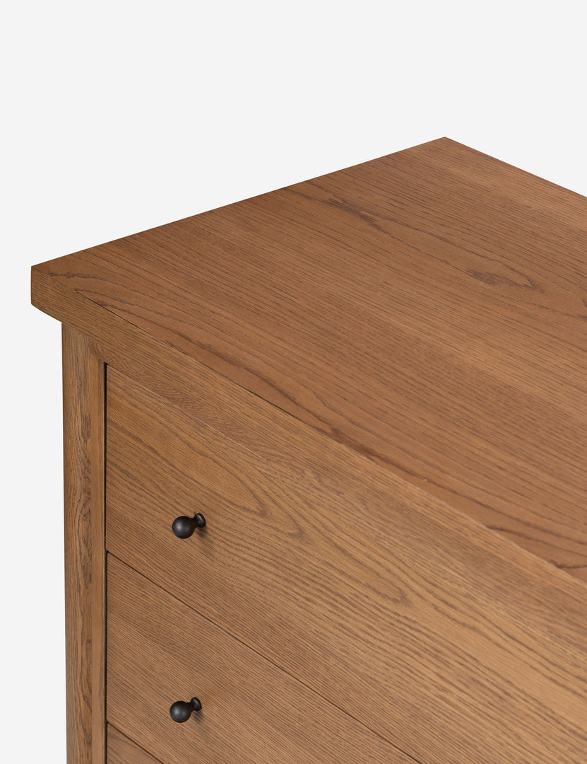#color::natural | Close up view of the Kisner natural grain oak dresser.
