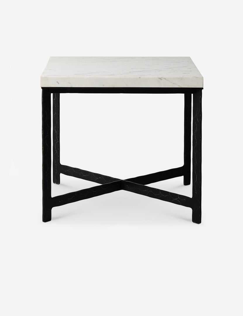 #color::black-and-marble | Breslin square marble top side table.