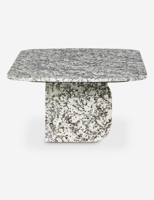 Side profile of the Sumalee sculptural solid marble coffee table.