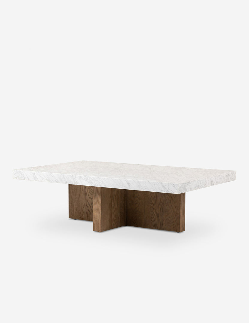 #color::brown-and-white-marble | Ozawa mixed-material, marble top coffee table.