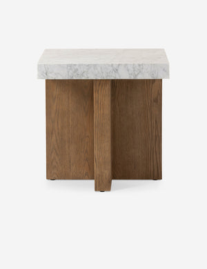 Ozawa mixed-material, marble top side table.