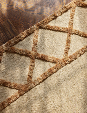 Close up of the Clairmont Handwoven Lattice Border Jute Rug by Jake Arnold
