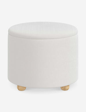 Kamila Snow White Velvet 24-inch round ottoman with storage space and pinewood feet