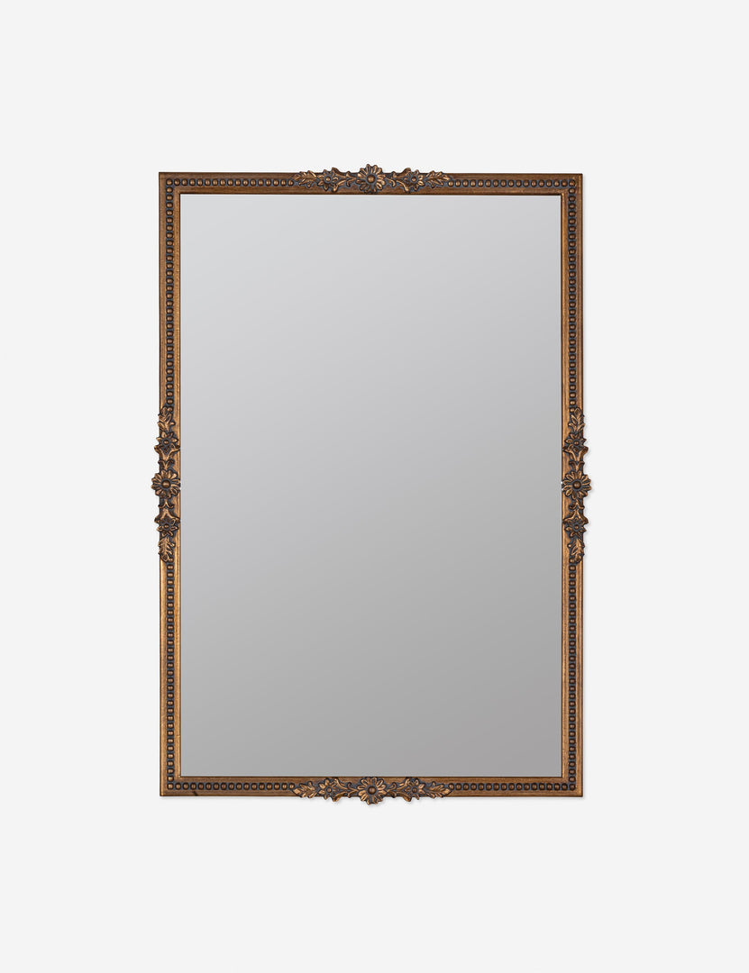 #color::gold | Cantara gold rectangular floral detailed framed decorative wall mirror