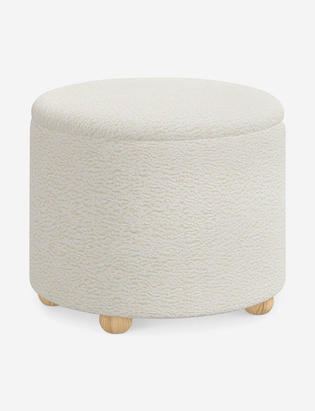 #color::cream-sherpa #size::24-Dia | Angled view of the Kamila Cream Sherpa 24-inch ottoman