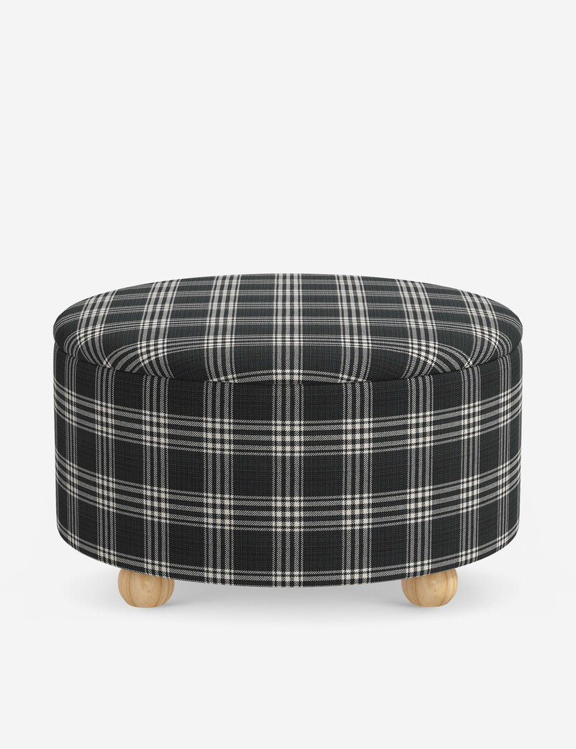 #color::prep-school-plaid #size::34-Dia | Kamila Prep School Plaid 34-inch round ottoman with storage space and pinewood feet