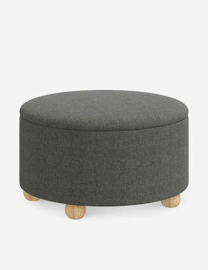 Angled view of the Kamila Charcoal Gray Linen 34-inch ottoman