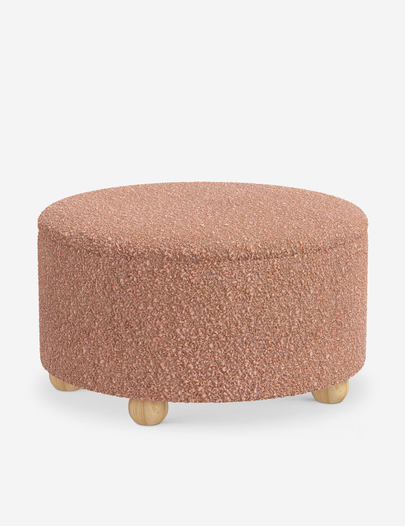 #color::blush-boucle #size::34-Dia | Angled view of the Kamila Blush Boucle 34-inch ottoman