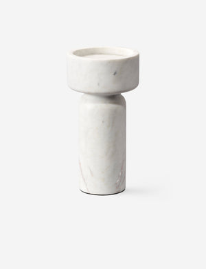 Maris sculptural modern marble pillar candle holder.