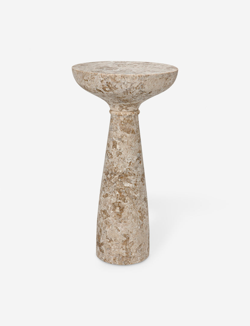 #color::beige-marble | Braun round marble drink side table.