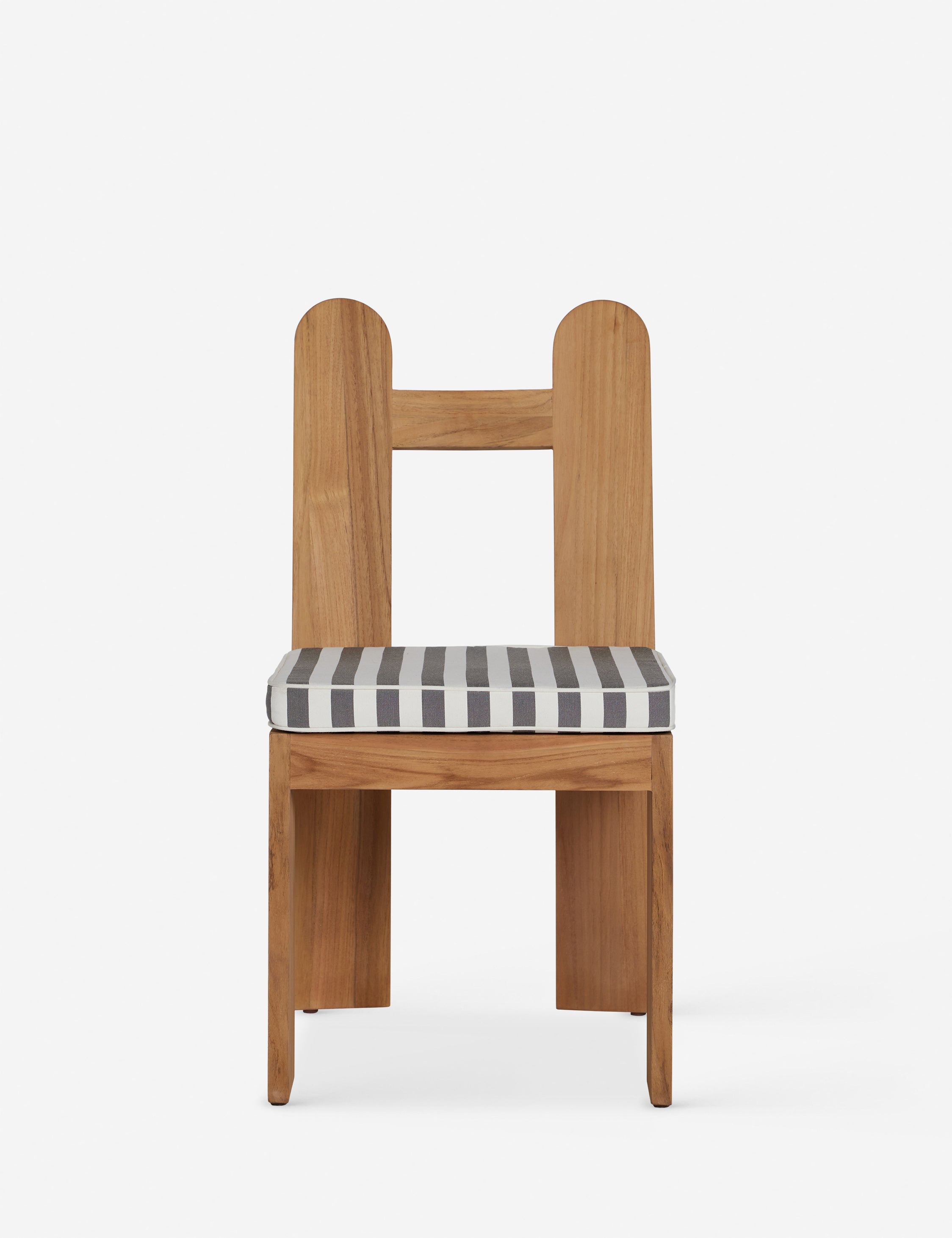 #color::natural-teak | Abbot solid teak sculptural outdoor dining chair by Sarah Sherman Samuel.