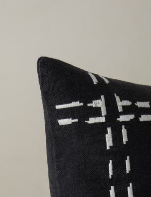Corner of the Accord Black Linen Lumbar Pillow by Elan Byrd.