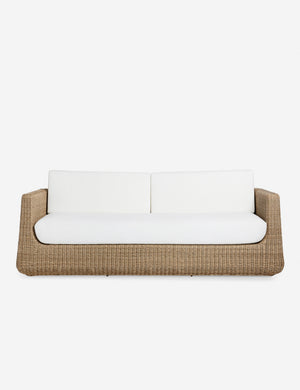 Aisha wide arm modern wicker outdoor sofa.