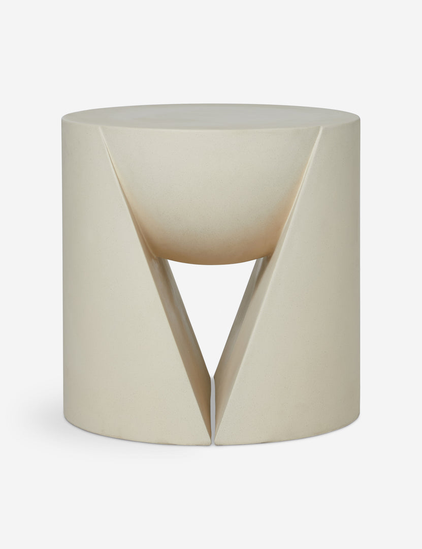 #color::ivory | Amaya round sculptural cement side table.