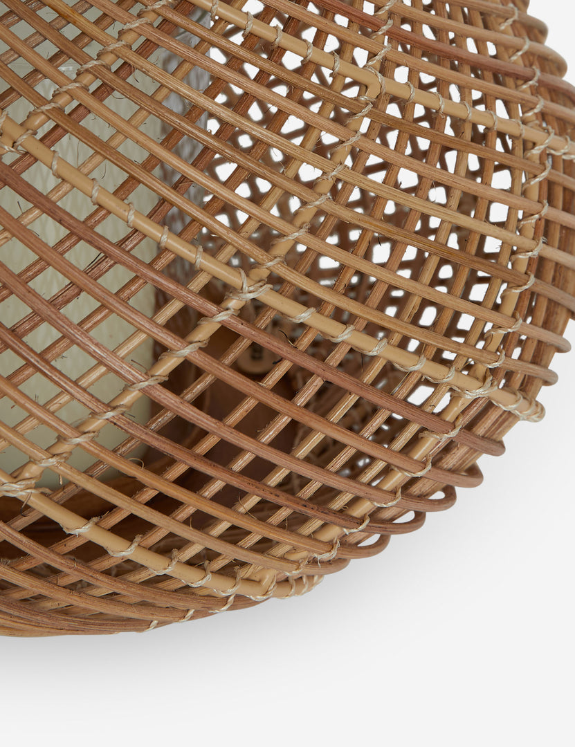 #color::natural #size::small #size::large | Close up of the Argos modern woven lantern candleholder.