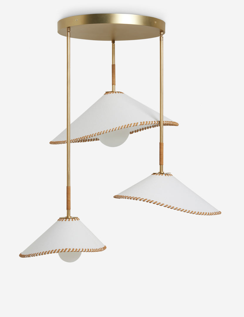 #color::brass #size::28-dia | Arroyo Mixed-Material Chandelier by Elan Byrd.