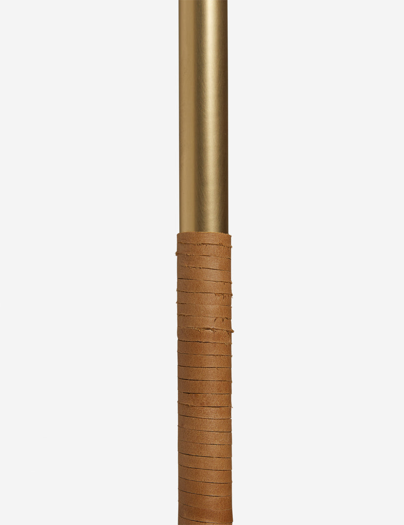 #color::brass | Close up of the stem of the Arroyo Mixed-Material Floor Lamp by Elan Byrd.
