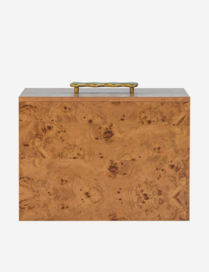 Overhead view of the Bertone burl wood 2-drawer nightstand