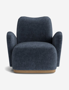 Open Box: Bei Swivel Chair, Indigo Performance Striated Velvet by DISC Interiors