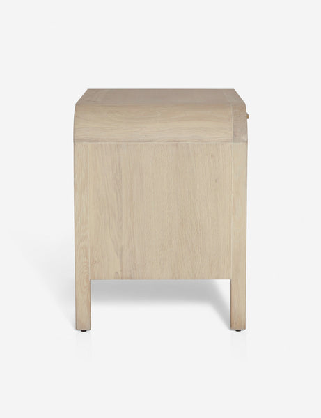 #color::natural | Brooke one drawer whitewashed nightstand with an open shelf and sleek iron pull