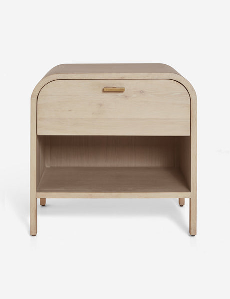 #color::natural | Brooke one drawer whitewashed nightstand with an open shelf and sleek iron pull