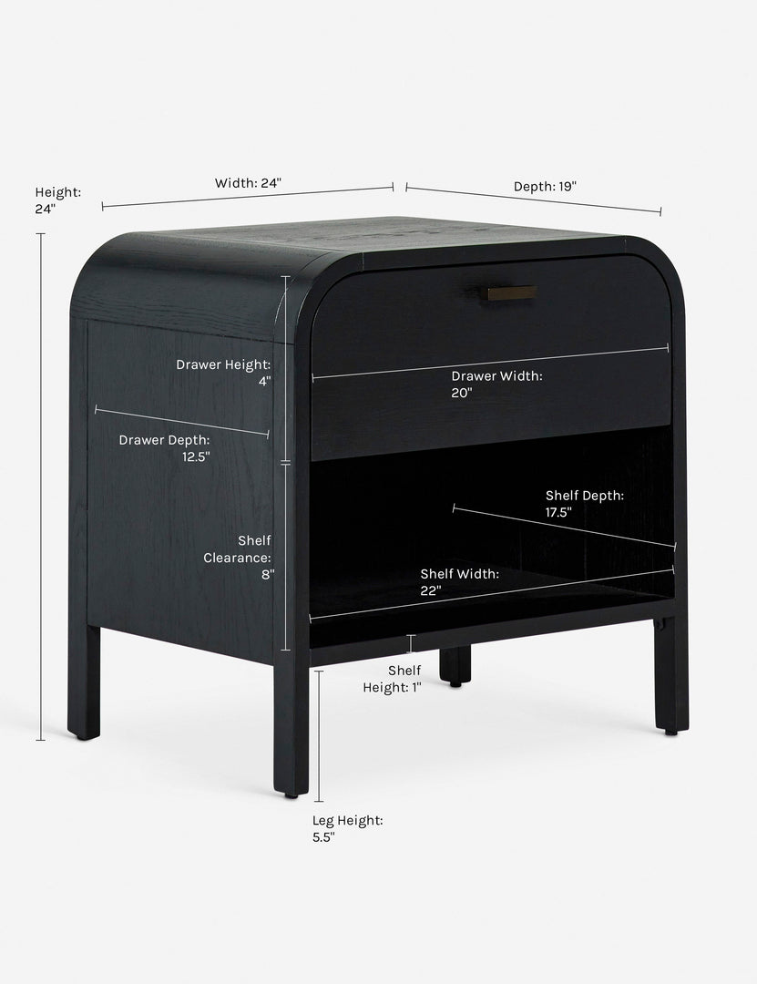 #color::black | Dimensions on the Brooke nightstand