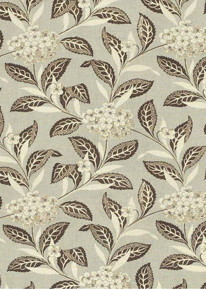 Winifred Linen Fabric Swatch, Brown and Celadon
