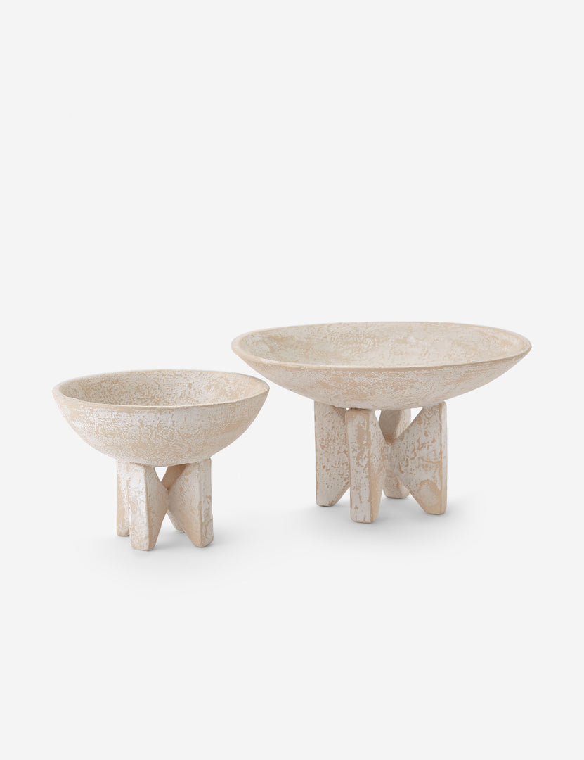 #size::large | Both sizes of the Loire geometric footed ceramic bowl by Lemiuex et Cie.