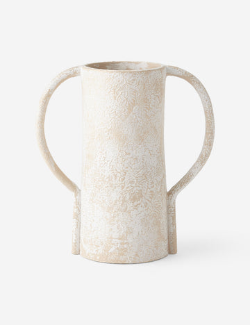 #color::white | Rhone oversize handle ceramic vase by Lemiuex et Cie.