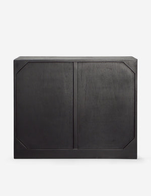 Back of the Robledo raised panel organic design sideboard cabinet in black.