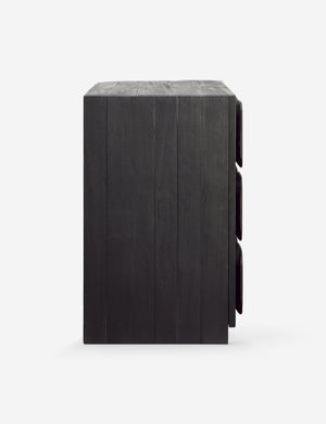 Side view of the Robledo raised panel organic design sideboard cabinet in black.