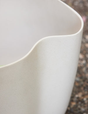 Close up of the Dempsy large sculptural planter by Sarah Sherman Samuel in Eggshell.