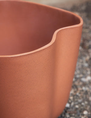 Close up of the Dempsy small sculptural planter by Sarah Sherman Samuel in Sienna.