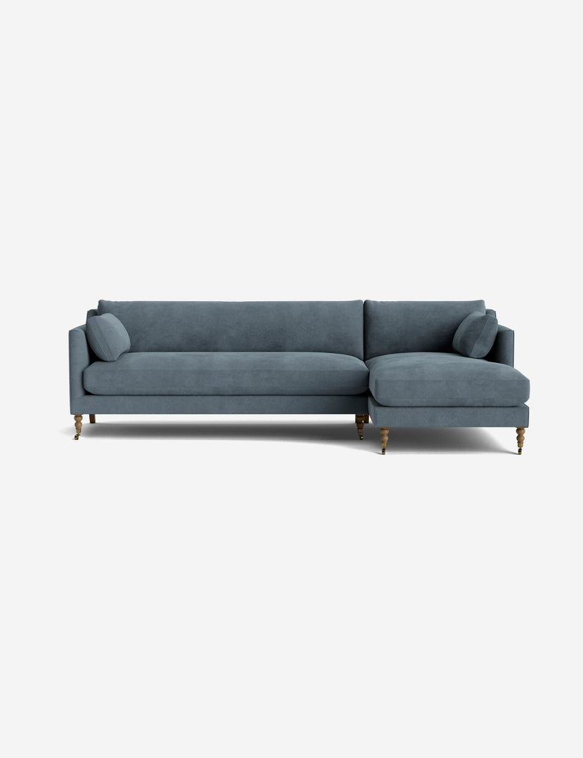 #color::denim-vintage-velvet #leg-finish::latte-and-brass #configuration::right-facing