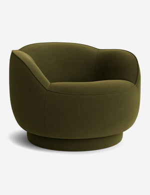 Open Box: Fern Swivel Chair, Loden Porto Velvet by Sarah Sherman Samuel