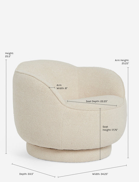 #color::teddy-boucle | Dimensions on the Fern Swivel Chair