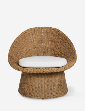 Ferran sculptural wicker outdoor accent chair.