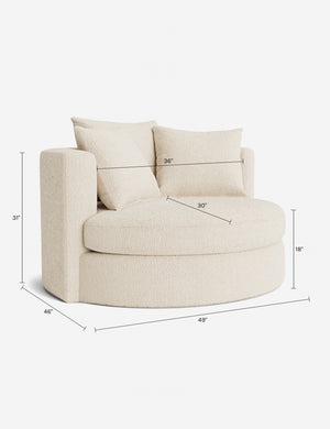 Conti Swivel Chair : Ivory Modern Boucle