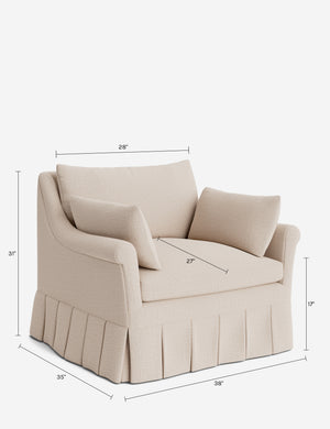 Portola Rolled Arm Pleated Accent Chair : Blush Performance Striated Velvet