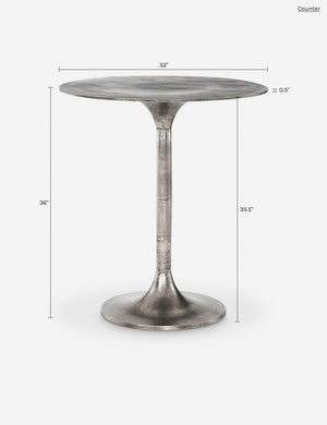 Inga Indoor / Outdoor Round Bar or Counter Table : Antique Nickel / Counter