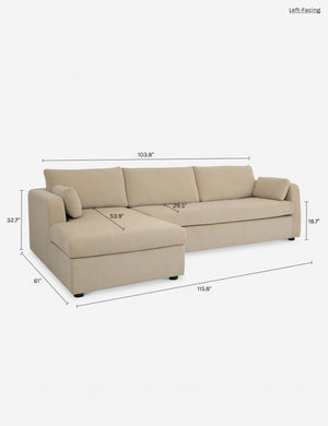Engen Sleeper Sectional With Storage Chaise : Sand / Left-Facing
