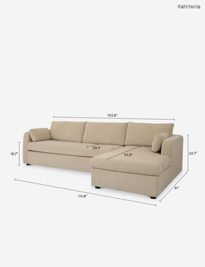 Engen Sleeper Sectional With Storage Chaise : Sand / Left-Facing