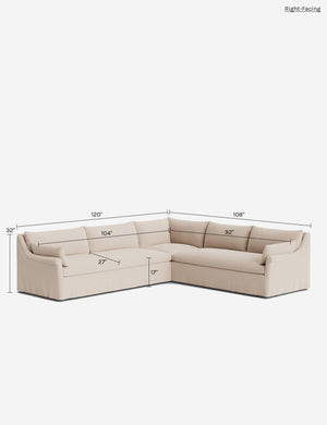 Portola Rolled Arm Luxe Depth Slipcover Corner Sectional Sofa : Blush Performance Striated Velvet / Right-Facing