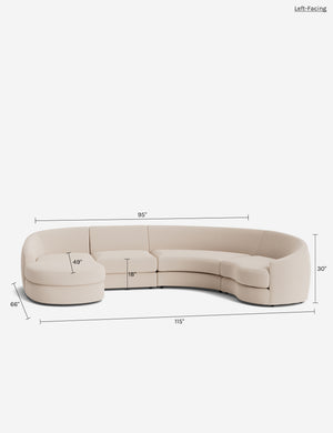 Imada Modular Lounge Chaise Sectional Sofa : Ivory Modern Boucle / Right-Facing